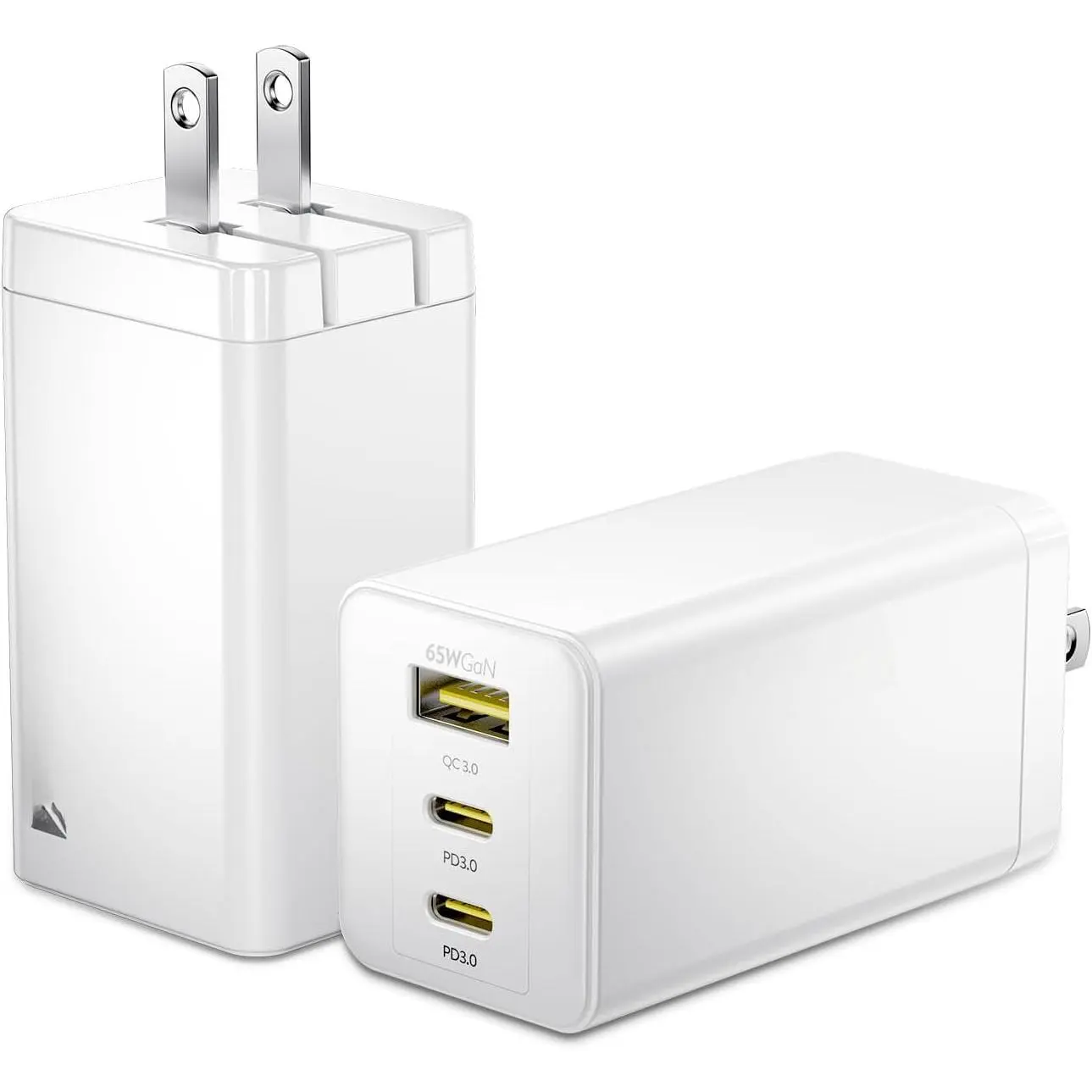 65W Charger Block, 3-Port   Adapter, GaN Tech, Compact Wall Plug Block, Light Weight for Travel, for  15/14/13/12 Plus Pro Max, iPad Pro, iPad, MacBook Air, , AirPods