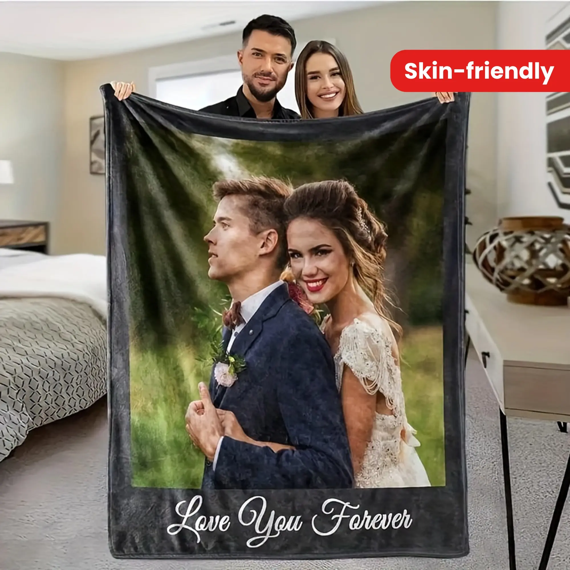 1 personalized photo custom blanket, soft flannel all-season throw – customizable for couples, families, birthdays, anniversaries, weddings – machine washable – perfect for home, travel, camping – upload your photos – ideal gift for Valentine's Day and Mo