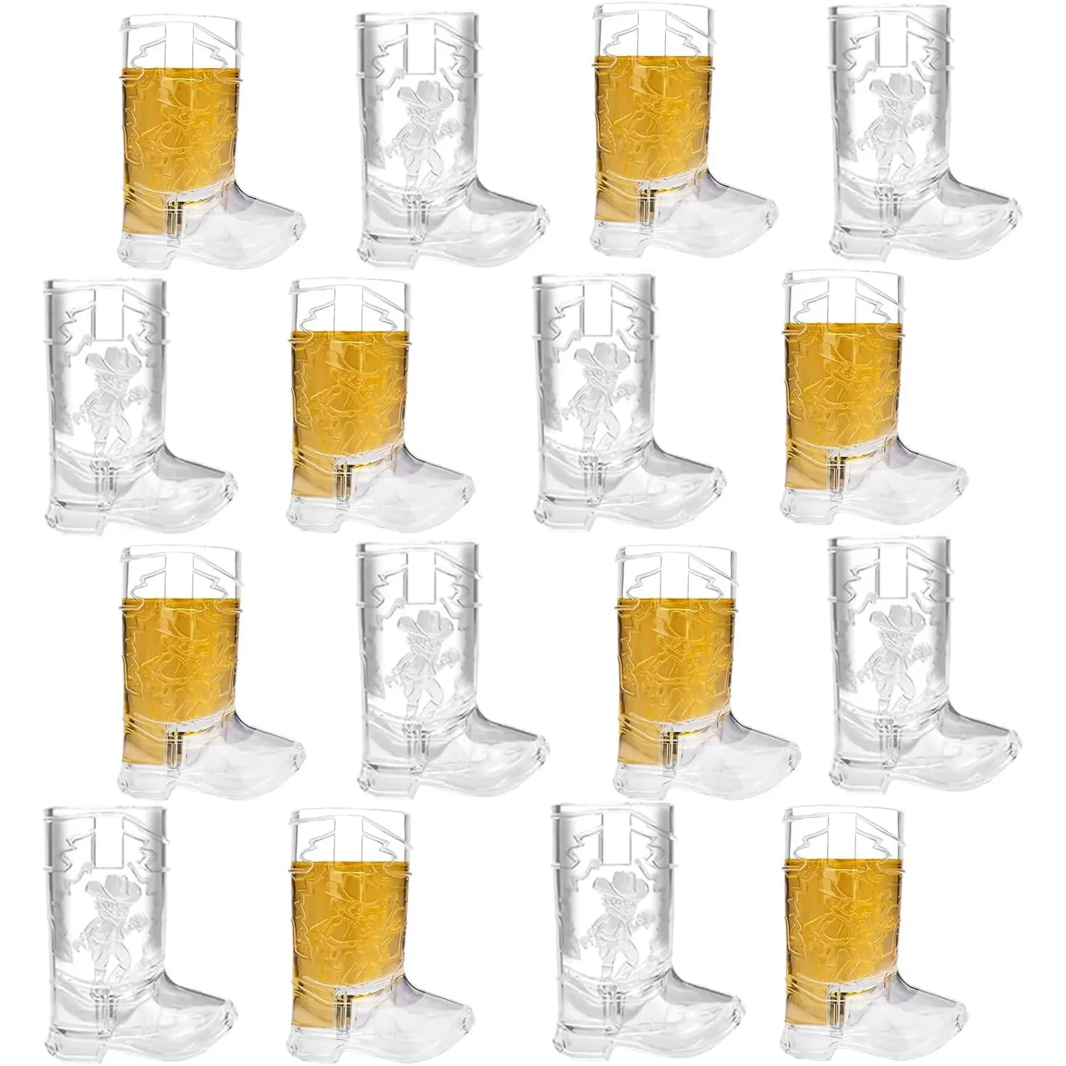 Cowboy Boot Shot Glasses Set of 16 Plastic Shot Cups  Party Decorations Cowboy Boot Shot Glasses Set Party Cups for Party Favors Adults Bachelorette Birthday Carnival