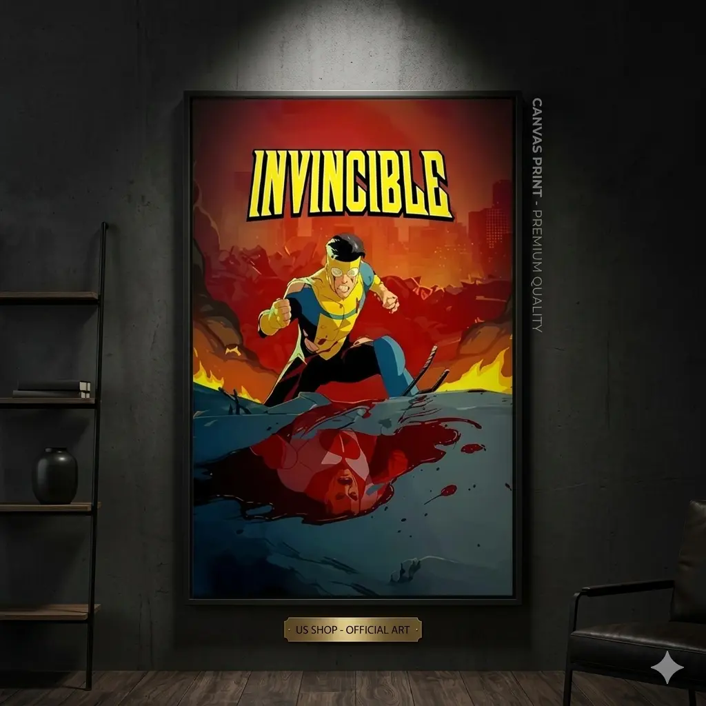 canvas painting print poster, Classic Movie scenes Poster art, Invincible Comic Book Cover Art, Decorative wall art, perfect gift for movie lovers, ideal for bedroom, living room, kitchen, wall decoration Movie Wall Art, Comic Poster, Room Decor, USA Gift