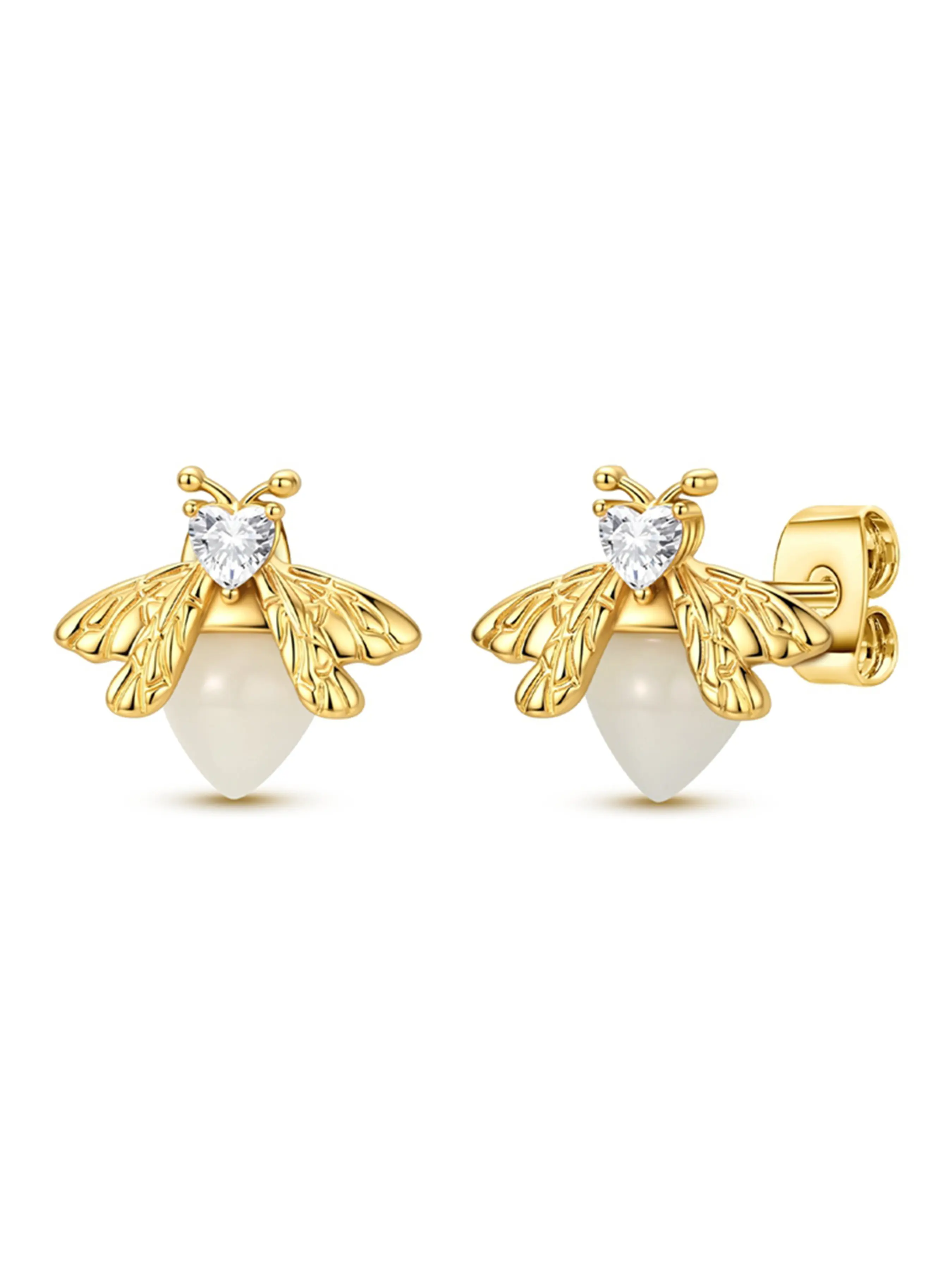 Florvibe Gold Plated Luminous Bee Stud Earrings With Heart Zircon Hollow Wing Glow In Dark Bee Earrings Cute Daily Jewelry Gift For Women Girls