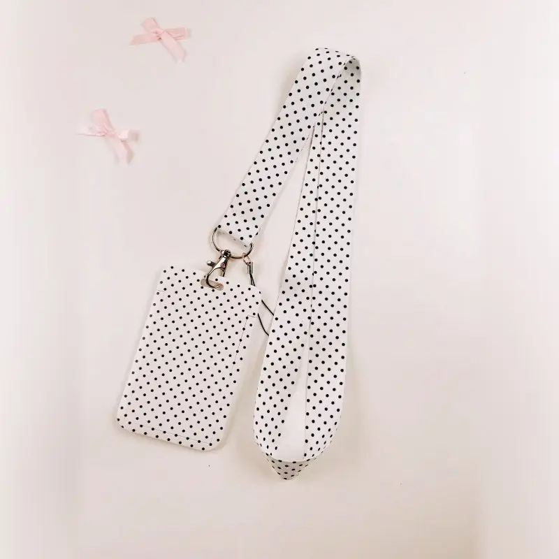 Classic Polka Dot Card Sleeve, Polka Dot Lanyard, Student Campus ID Protection Case, Simple Badge Keychain, Id Badge Holder With Lanyard, Gift Idea