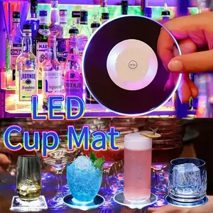 LED Cup Mat, LED Sticker Light, LED Bottle Light, Party Decor, Wedding, Bar, Home Decoration, Champagne Bubble Maker, Light Up Coasters