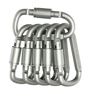3 in Aluminum Locking Carabiner - D-Ring Heavy Duty Buckle, Small Keychain Clip, Backpack Spring Link Hook