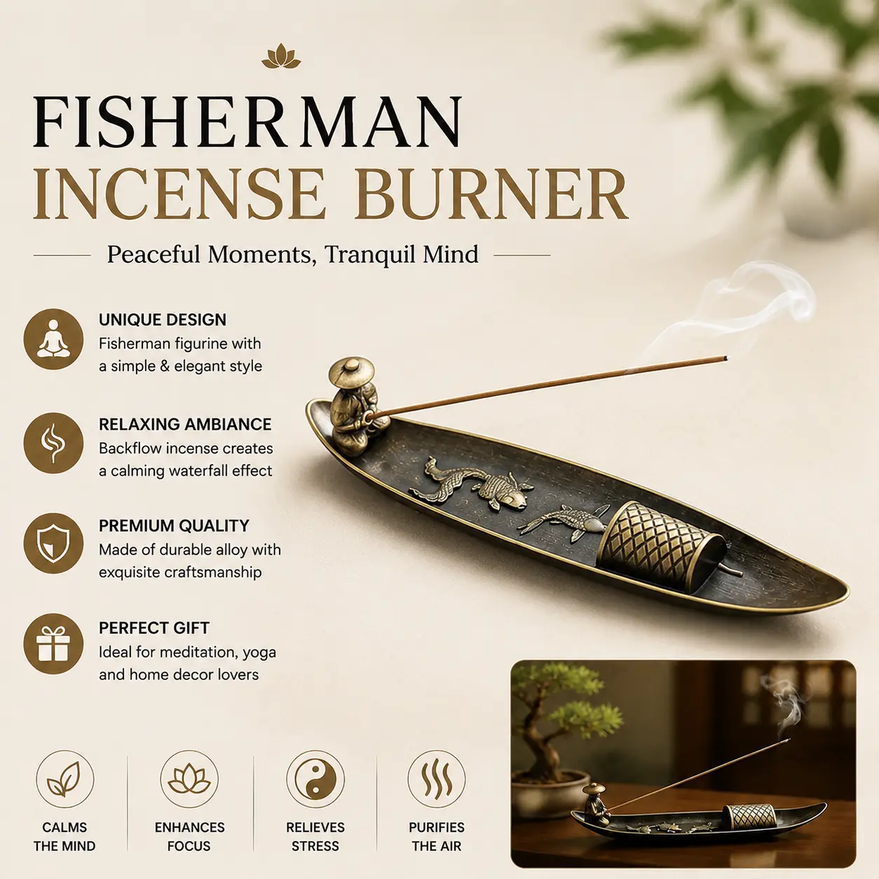 Boat Shaped Incense Burner, 1 Count Vintage Incense Burner Holder, Desktop Incense Burner Aroma for Home Office Decor, Room Fragrance, Home Fragrance Supplies, Home Fragrance Products, Bakhoor Burner-YY0