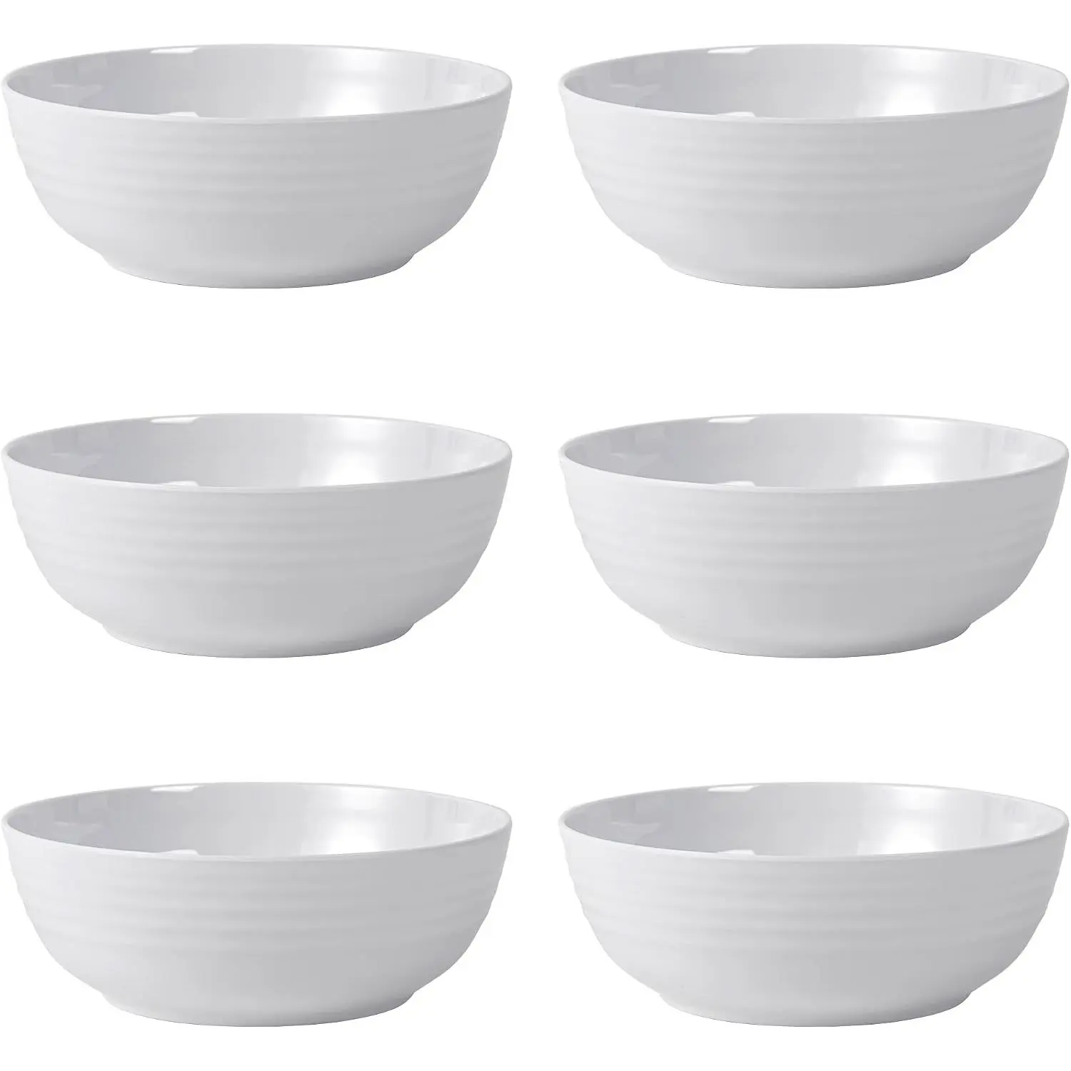 Melamine Cereal Bowls, Salad Bowls Soup Bowls, Shatter Resistant, 7 inch, set of 6 White