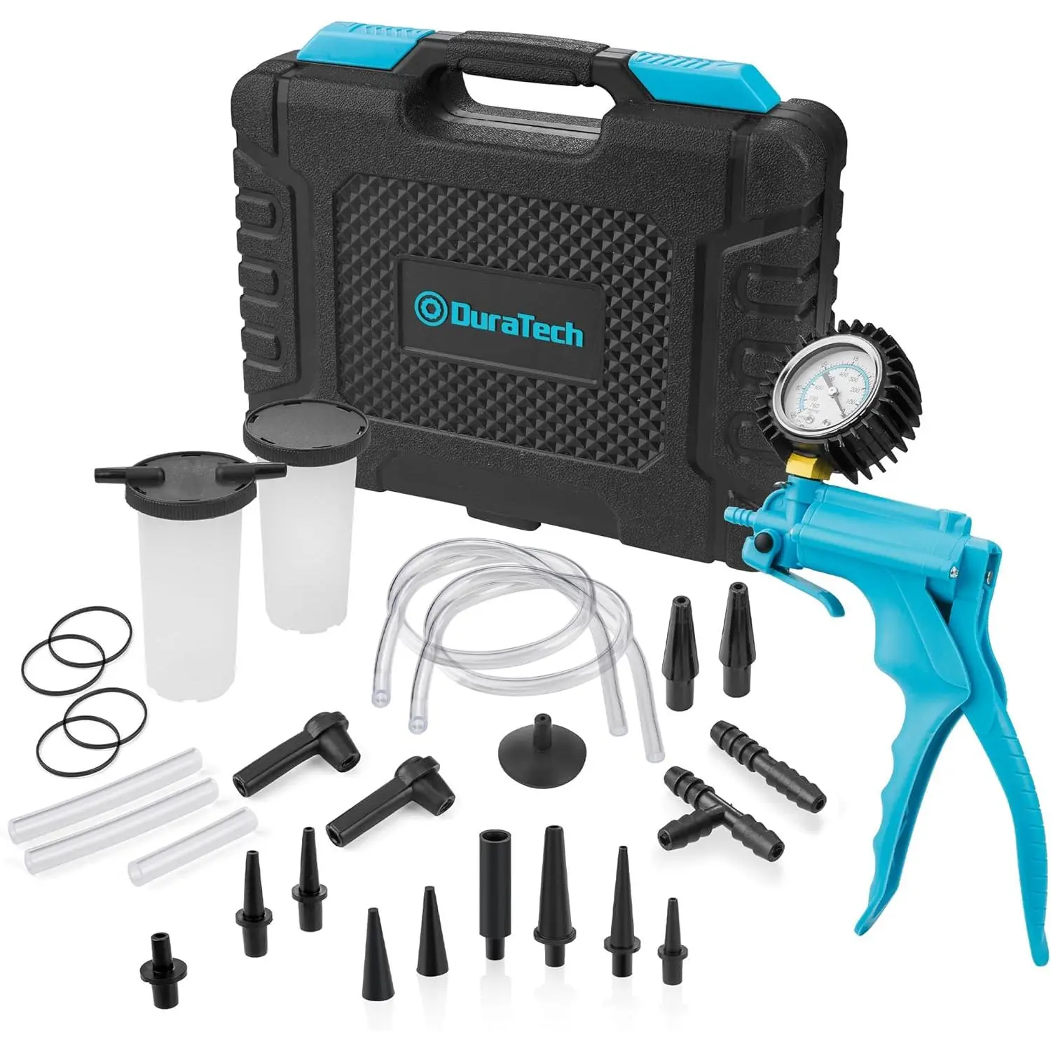 2-in-1 Brake Bleeder Kit Set with Vacuum Pump, Compact Heat Resistant Tool for Bleeding Brakes in Cars/Bikes, Organized in Case