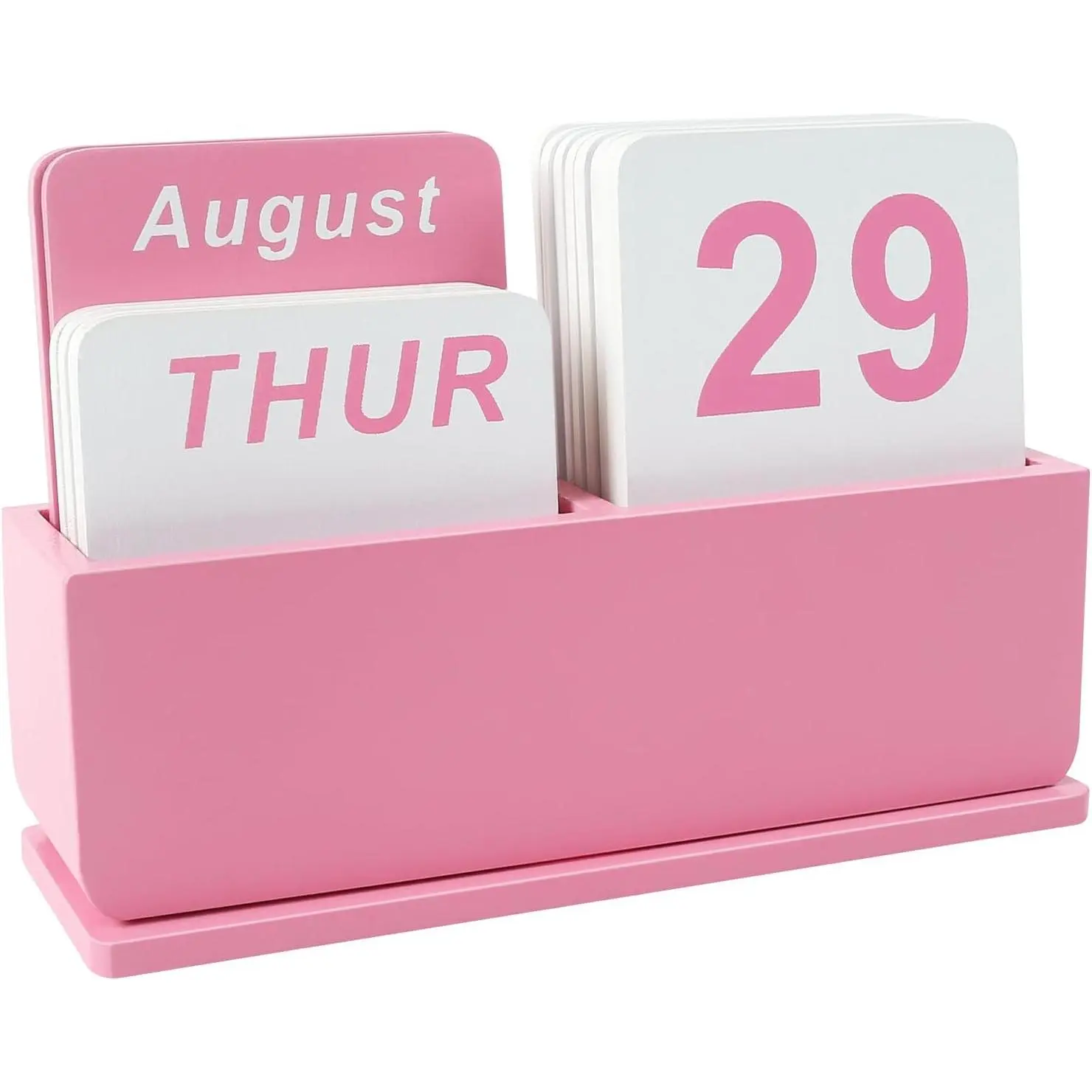 Wooden Block Perpetual Calendar for Desk, Daily Desktop Standing Flip Calendar with Large Display, Modern  Aesthetic Desk Accessories for  Office Decor,  Yearly,