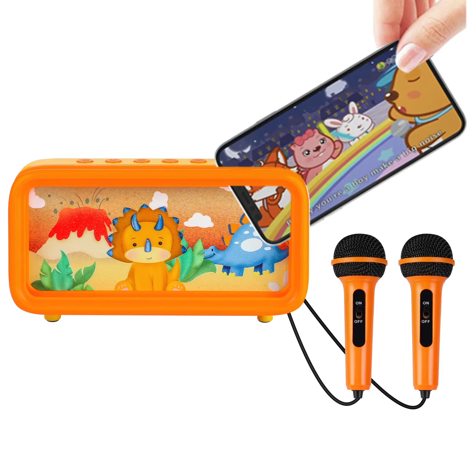 Cartoon Little Lion Children's Karaoke Speaker Set with Dual Microphone, Portable Hanging Bluetooth Karaoke Box, Multi Play Mode Rechargeable Music Toy, Ideal Gift for Family Reunion and Entertainment for Boys and Girls