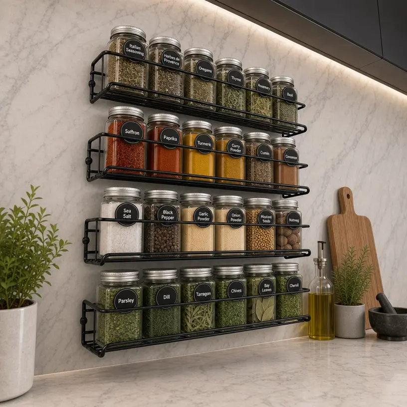 2/4pc,Wall-mounted seasoning rack,Metal hanging storage rack,Seasoning bottle suspension bracket,Multifunctional space-saving storage rack,no punch-punching spice rack,Space Saving Design,bathroom storage