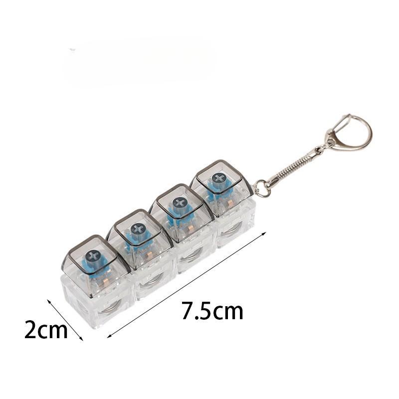 4-key decompression button, Russian Tetris keychain, mechanical key with light-emitting function, stress-reducing fingertip toy key.