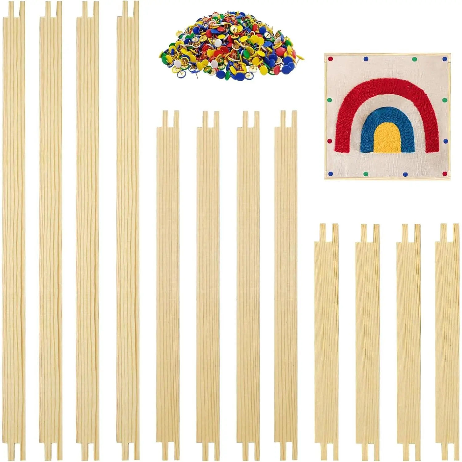 Wooden Canvas Splicing Stretcher Bars Set for Needlework - 6 Sets (3 Sizes: 8/12/16 in, 12 Pieces Total), 100 Tacks, Square/Rect. Frame for Needlepoint Embroidery Crafts, Easy Install, Art Studios, Women's Birthday Gift