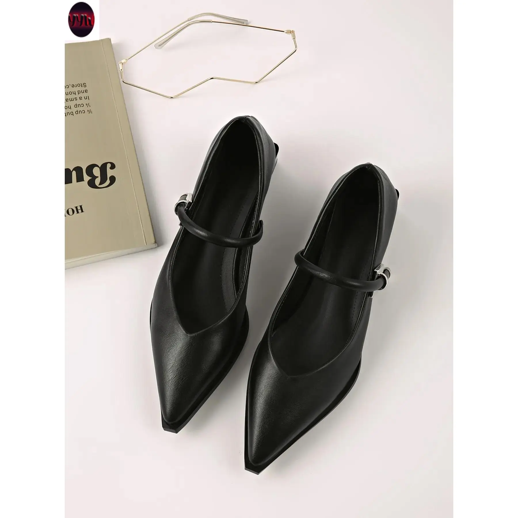 YYW1 Women's Elegant Classy Low Heel Mary Style Shoes, Office Shoes, Artificial Leather-On Casual Daily Wear Footwear, Comfortable Stylish Design, Versatile Shoes