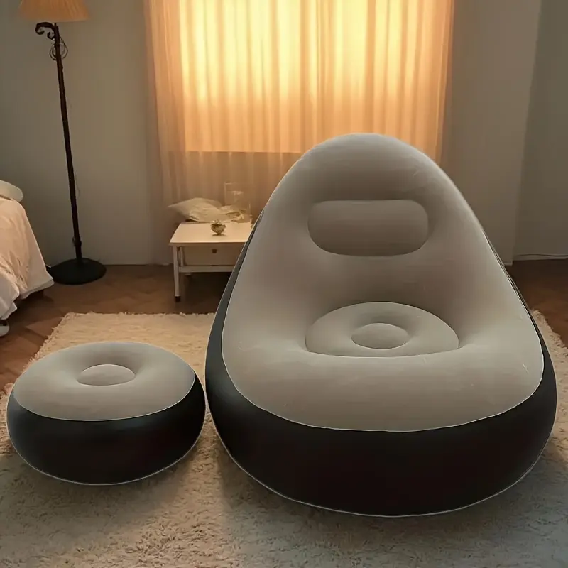 1PC Portable inflatable lazy sofa with footrest, multifunctional inflatable recliner chair, suitable for single dormitories, balconies, outdoor camping, and offices