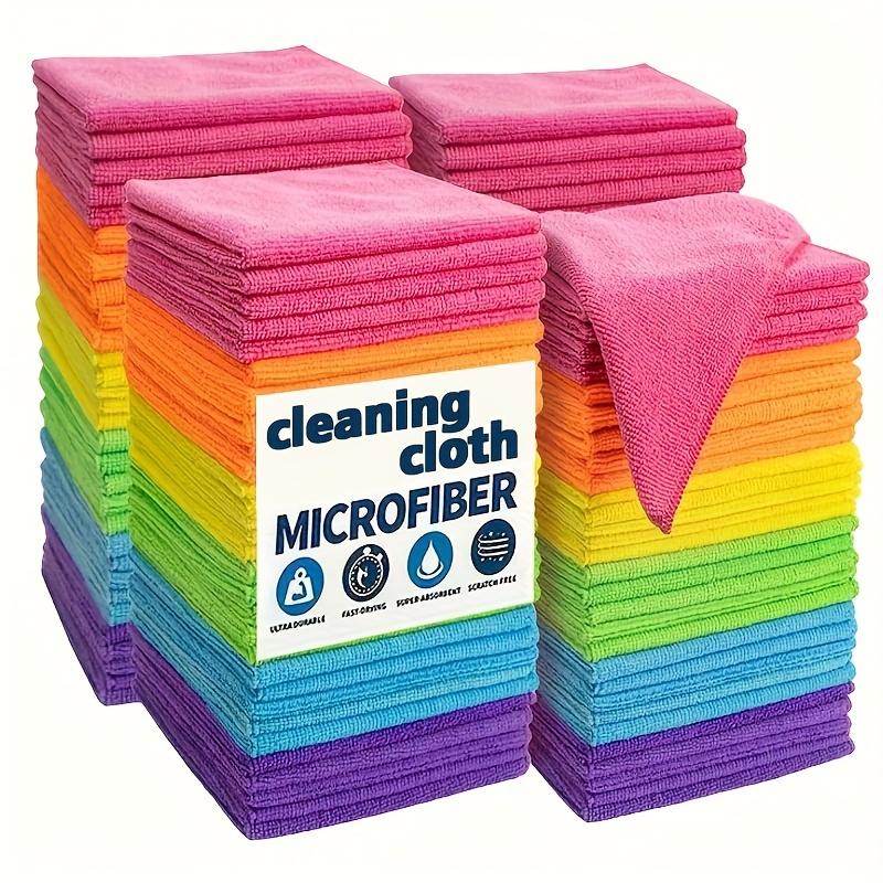 5-, 10- or 20-Pack Microfiber Cleaning Cloths, Glasses Cleaning Cloth, for Kitchen, Bathroom, Car and Glass Cleaning, Super Absorbent, Lint-Free, Easy Clean Washable, Reusable Towels for Dusting, Washing and Polishing