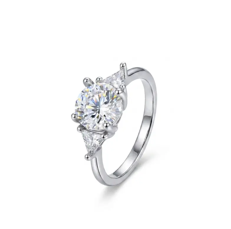 3-Stone Moissanite Engagement Ring  925 Sterling Silver Hypoallergenic  Brilliant Cut Diamond Alternative Jewelry  Affordable Luxury and Safe for Sensitive Skin