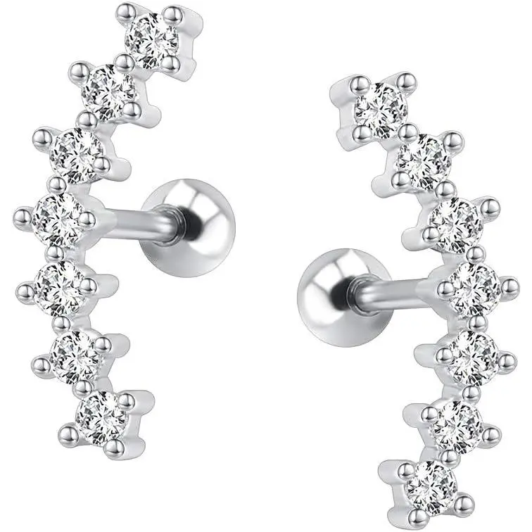 Seven Stud CZ Stud Earrings 316L Stainless Steel Ear Helix Conch Cartilage