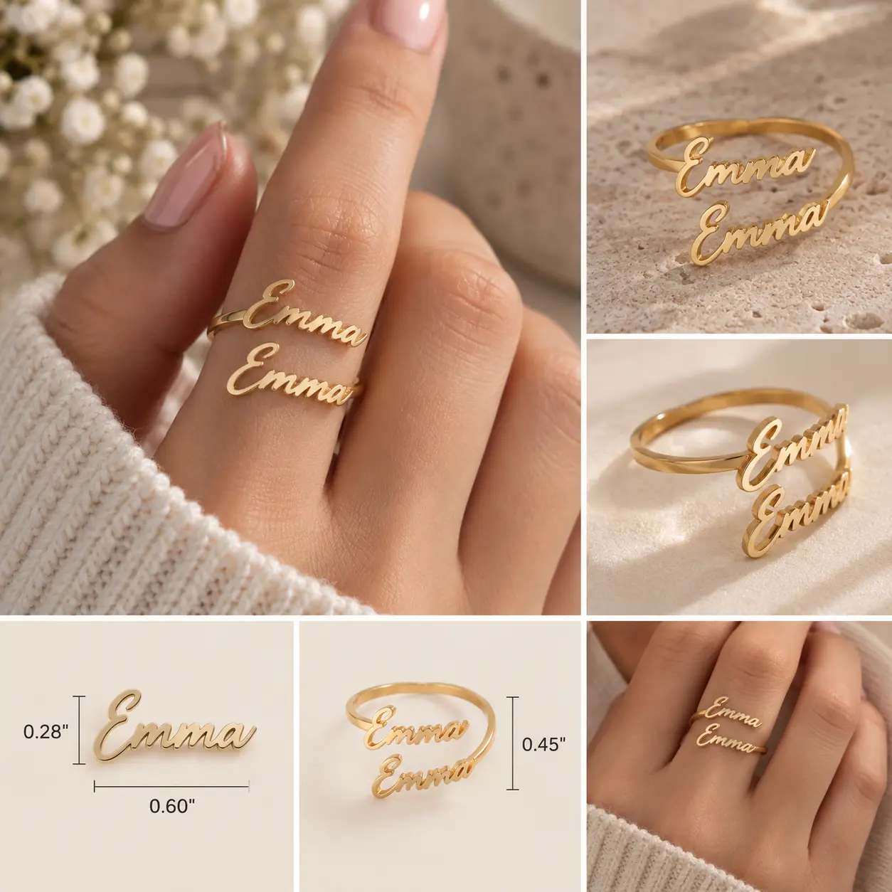 【Made To Order】 Custom Name Ring Personalized Two Name Wrap Ring Gold Color or Silver Color Gift for Mom Wife Grandma Friend Anniversary Birthday HNLSMT261008B02