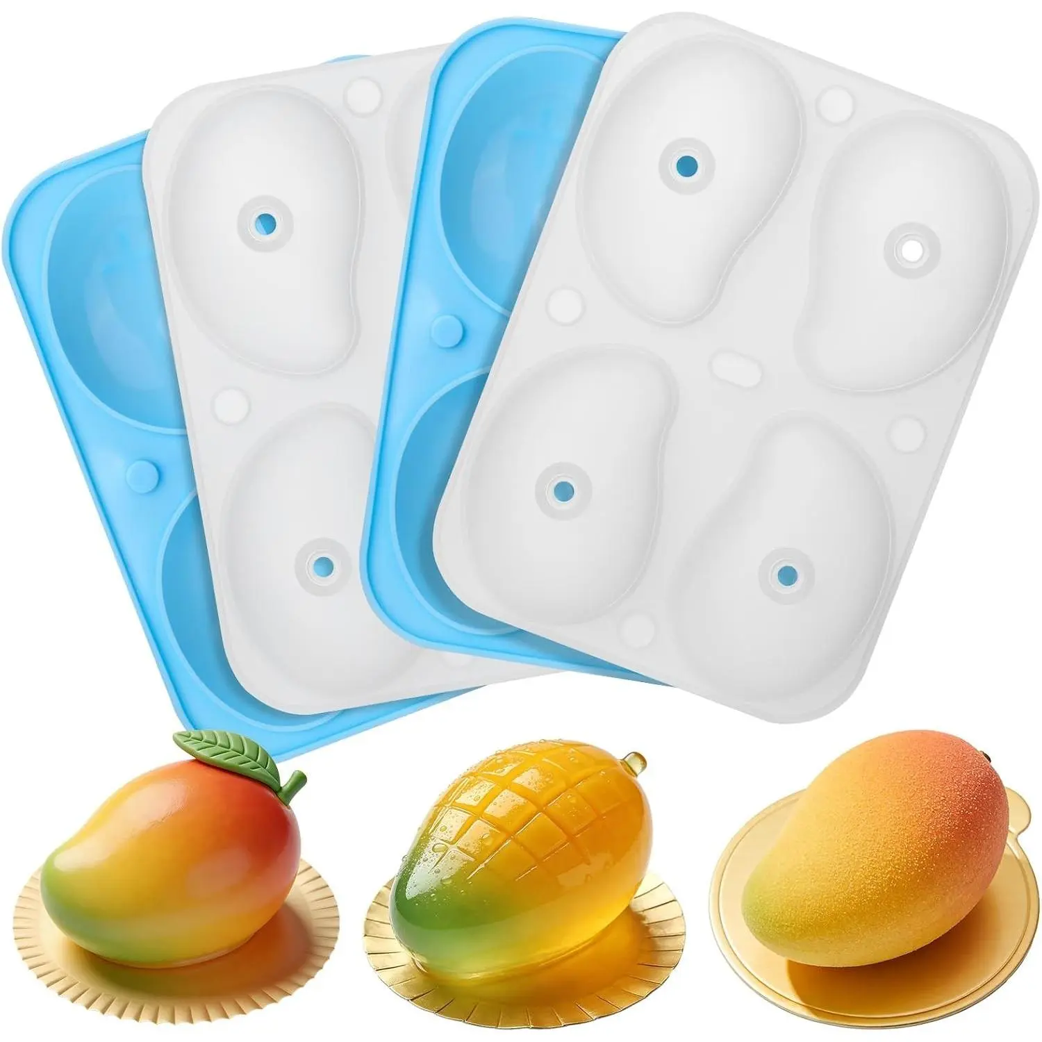 2Pack Mango Shape Cake Mold - Fruit Pudding Mango Silicone Molds for Baking | 8 Cavity 3D Mango Molds for Pastry, Ice Cream, Mousse Cake Decoration Mould Supplies, Food-Grade Silicone