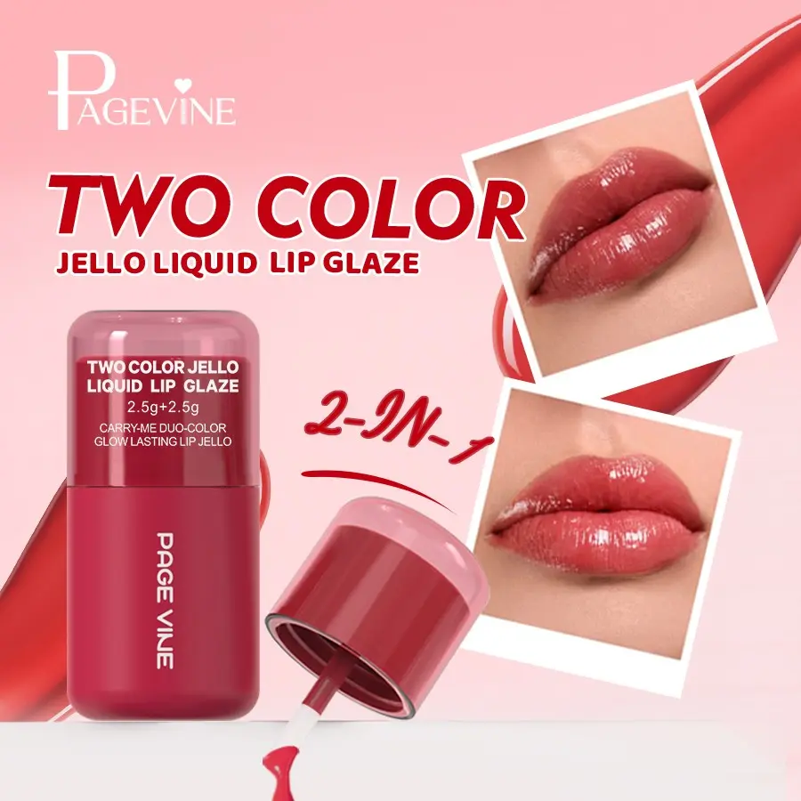 Page Vine Dual Color Mirror Finish Hydrating Lipstick Lipgloss, Long-Lasting Glass Lips Makeup, Moisturizing Lip Care, Multi-Use Lip Cosmetics