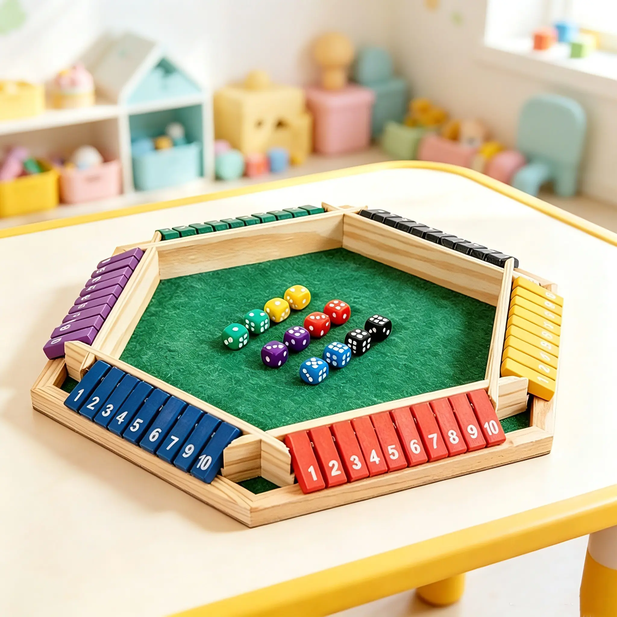 Wooden Dice Game Set for 1-6 Players, Includes 12 Dices, Perfect for Kids and Adults, Ideal for Family Night in and Home Parties