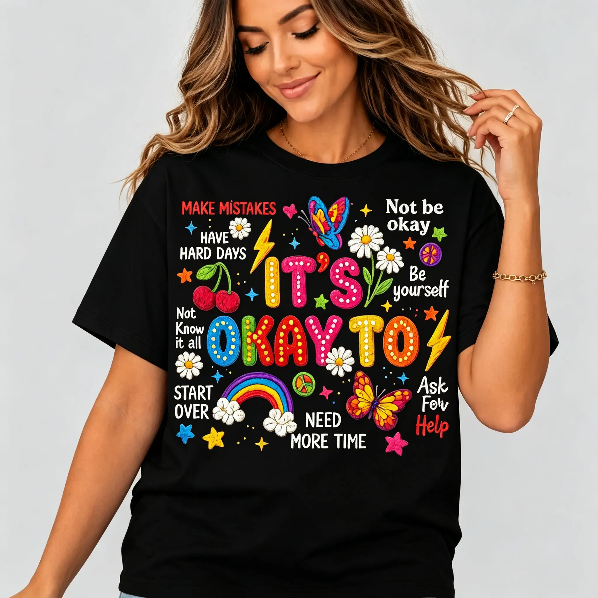 Mental Health T Shirt Its Okay To Not Be Okay Be The Change Womens Awareness Graphic Tee