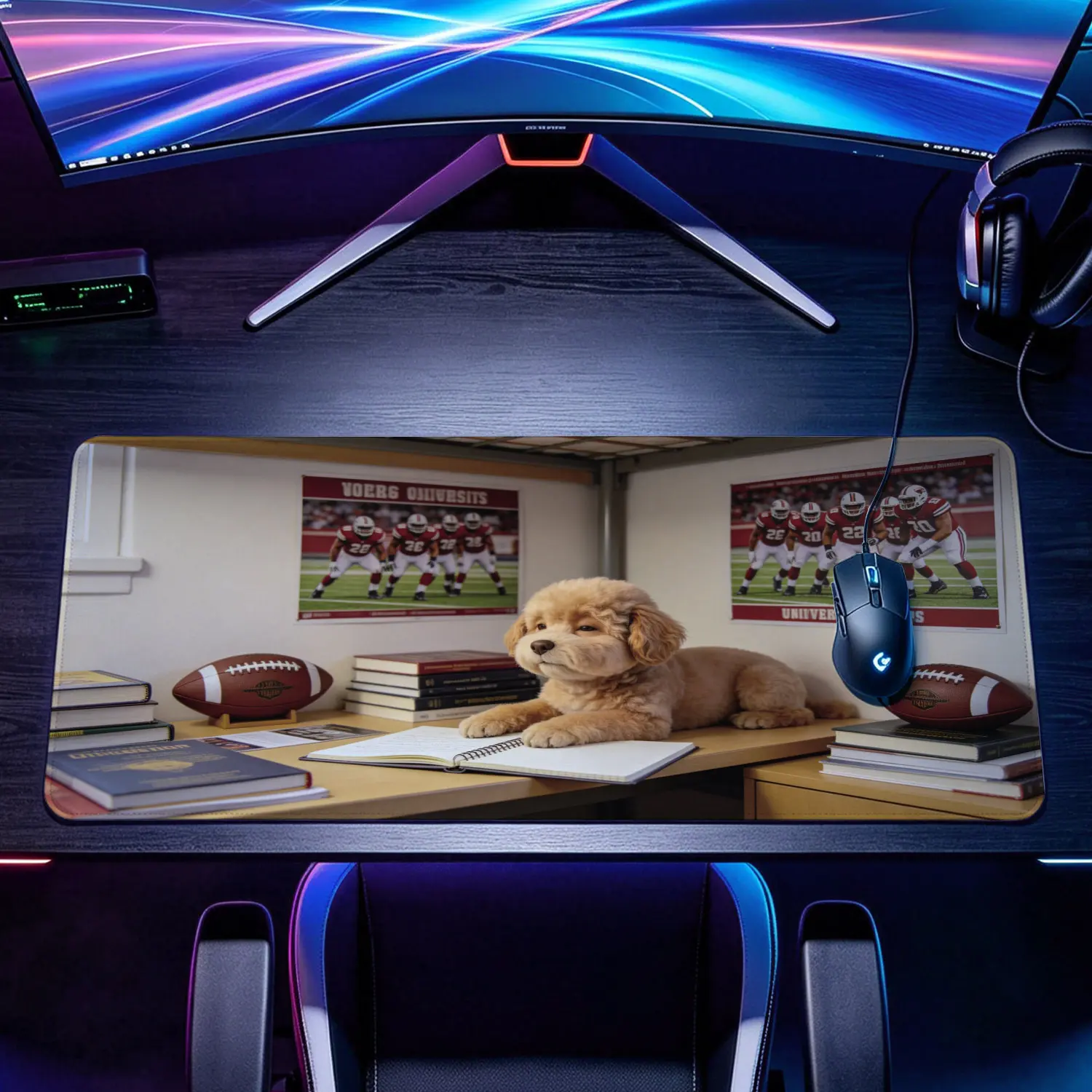 American Football Themed 3D Banana Design Rectangular Gaming Mousepad - Extra Large, Multi-Size, Non-Slip Rubber Base, Precision Control, Washable Locked Edge, Desk Protection, Premium for Office Users, Gift Option, Multi-Size Pad