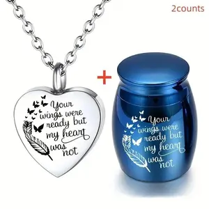 2 Pieces Ashes Cremation Jewelry, Pet Human Carved Pendant Box, Waterproof Memorial Ashes Case, Heartfelt Personal Tribute Gift