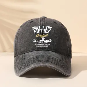 Men's Vintage Washed Pure Cotton Baseball Cap with Letter Print, Casual Outdoor Hat for Sun Protection