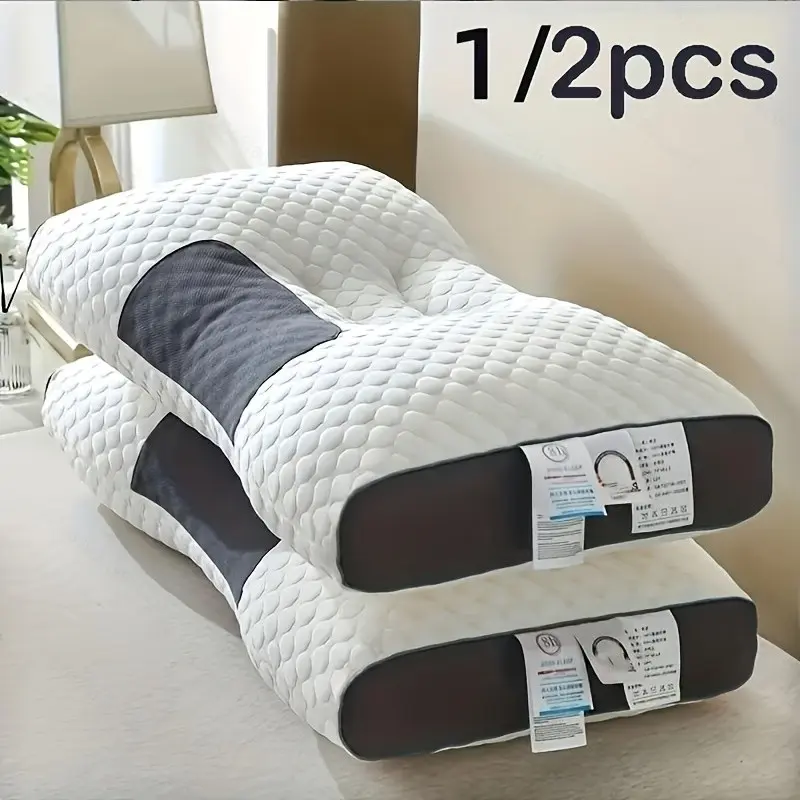 Ergonomic Pillow for Deep Sleep, Neck Support for Side and Back Sleeping, Durable Polyester Fiber Core, Sleep Aid Pillow