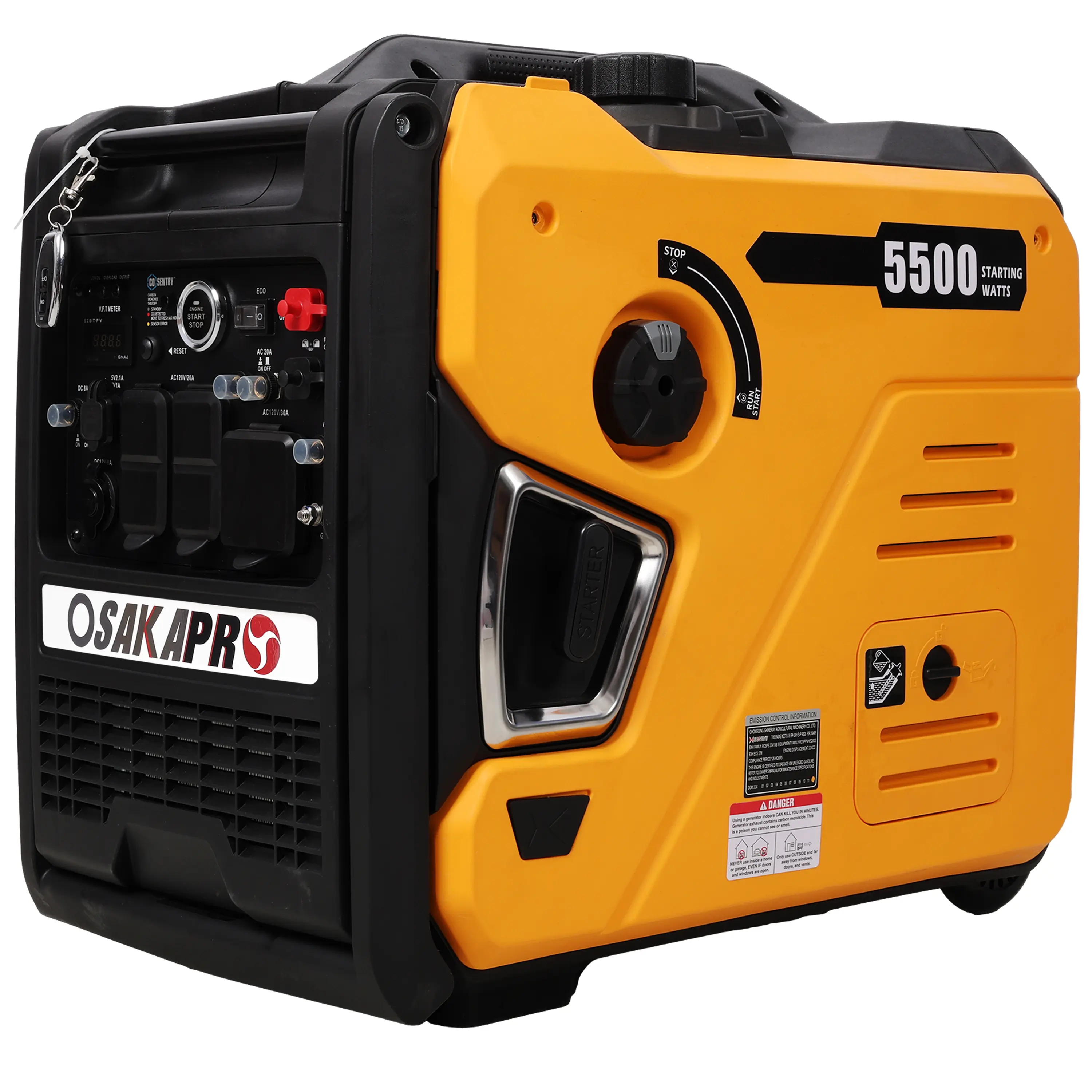 ARCH 5.5KW Super Quiet Portable Inverter Generator - 224cc 4-Stroke EPA Compliant, Electric & Remote Start, Foldable Handle with Wheels for Camping, Home Backup Emergency Power, RV Use, Arch5.5kw, Compact, Inverter Type