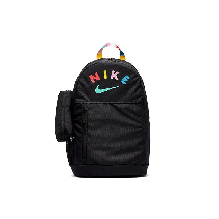 Nike Colorful Letter Logo Polyester Backpack for Men and Women – Black
