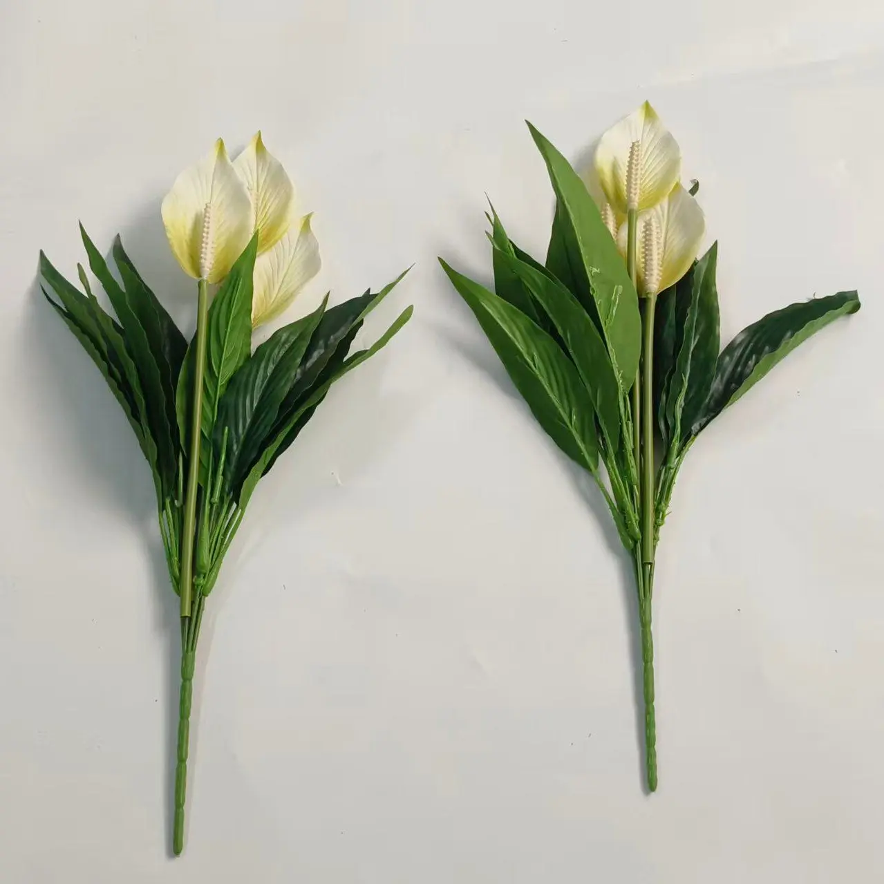 2pcs Luxury Artificial Greenery Spathiphyllum, Heart-Shaped Flower, No Maintenance, Ideal for Home Decor, Hotel, Christmas, Thanksgiving