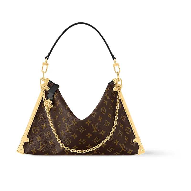 Louis Vuitton Lucky Trunk Detachable Chain Letter Logo Canvas Handbag for Women, Brown