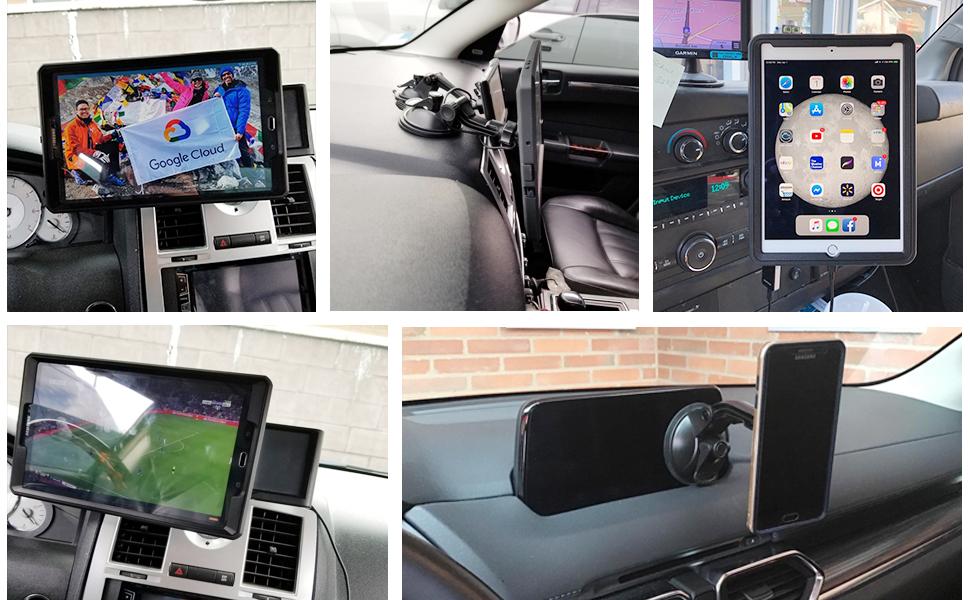OHLPRO Magnetic Tablet Holder for Car Dashboard, Windshield iPad Car Phone Suction Cup Mount with Magnets, Suitable for All 6inch-11inch Apple Phones, iPads, Samsung Galaxy Tab Tablets, 360-Degree Rotation, Black