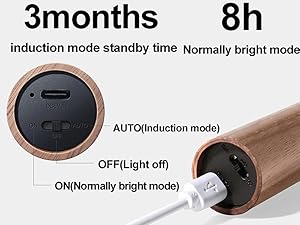 Wooden Motion Sensor Night Lights, Magnet Body Hallway Lamp, Rechargeable LED Wall Sconces, Portable for Stairway Bedroom, Battery Powered (White Ash Wood 2PC)