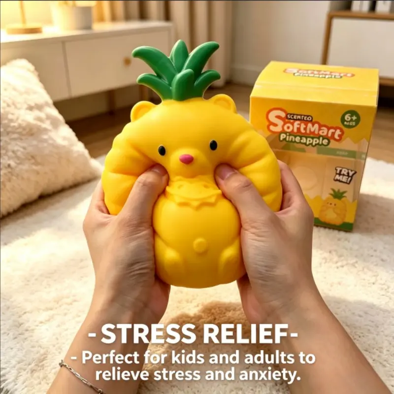 Pineapple Bear Stress Relief Toy, Large Soft Gel Slow Rebound Squishies, Cute Cartoon Fruit Bear Prank Gift, Unisex Pressure Release Toy Squishy Stress Relief