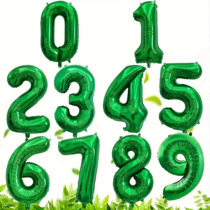 32inch Green Metallic Number Balloons 0-9 - Shiny Foil Party Decorations, Balloon Party Supplies, Suitable for Birthdays, Anniversaries, Graduations - Single Pack, Event Decoration, Festive atmosphere, Reflective surface