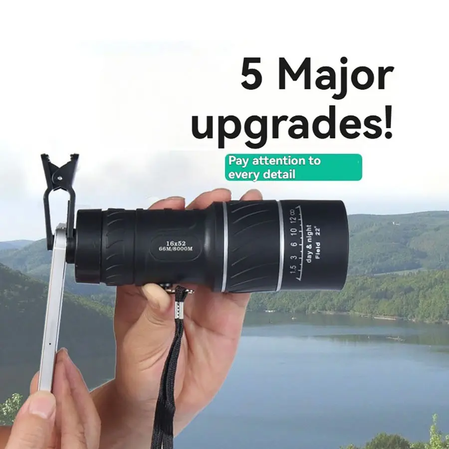8x36 High-Definition Monocular Telescope, Fmc Multi-Layer Coating Smartphone Lens Adapter, Low Light Night Vision for Bird Watching/concerts