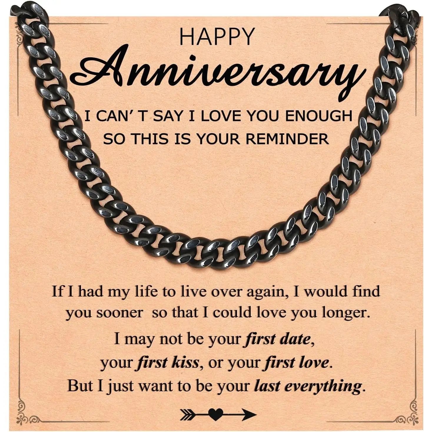 7mm Cuban Link Chain Promise Necklace for Boyfriend Son Men