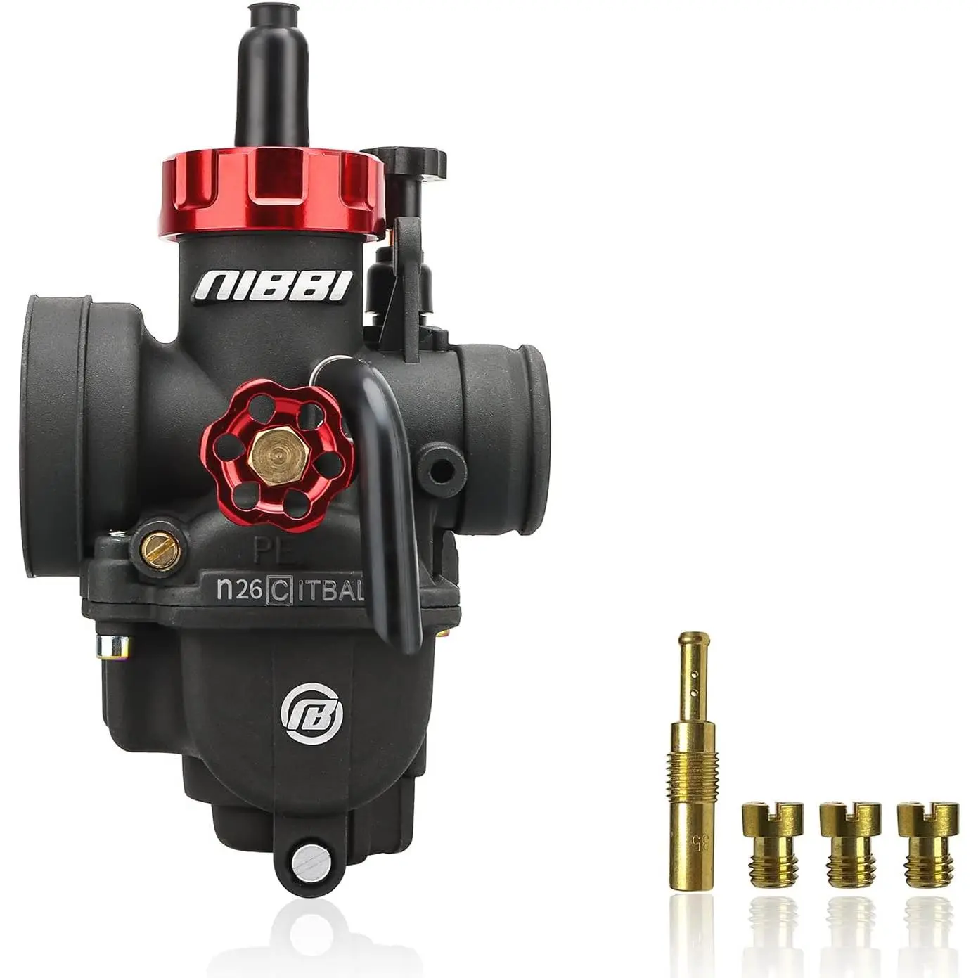 NIBBI PE Series High Performance Flange Carburetor PE24mm PE26mm PE28mm PE30MMWith Carb Jets Fit 140-150cc/150-200cc/200-250cc 4 Stroke Engine Compatible With Yamaha Honda Kawasaki Suzuki Apollo SSR TTR  SYM ATV Dirt Pit Mini Bike GY6 Scooter Moped
