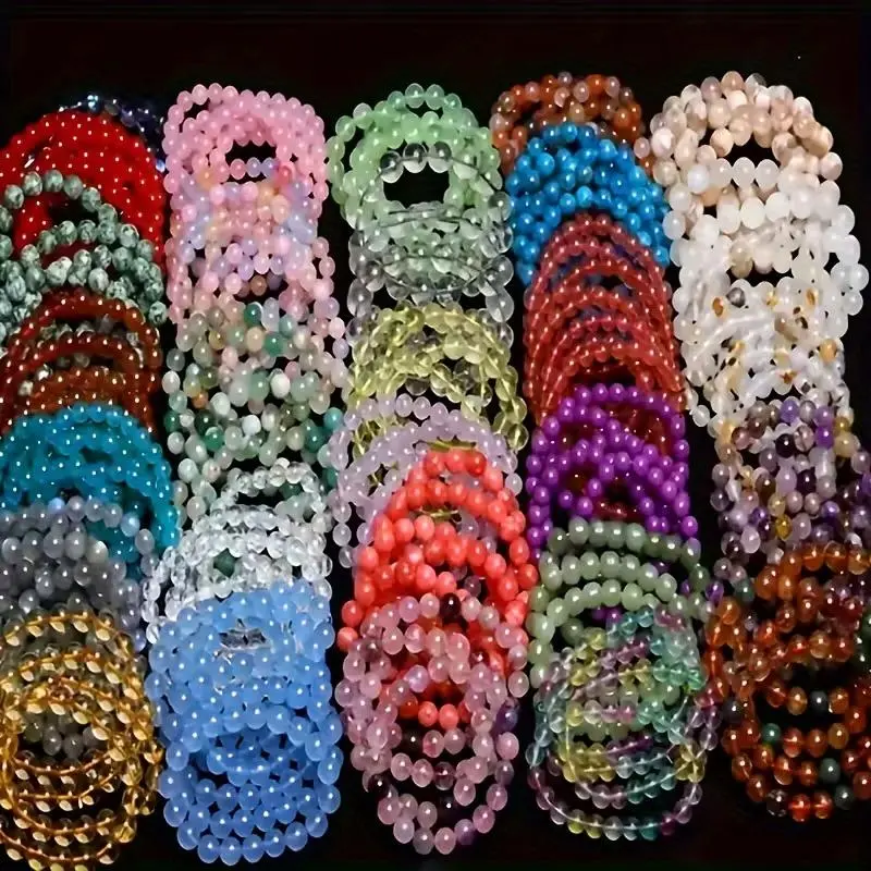 Women's 60pcs Bohemian Handmade Beaded Accessories Set - Colorful Cracked Glass Bracelets & Bangles, Unisex Fit for Daily Wear & Vacation, Bohemian Look Gift Option, Beaded Set, Mixed Colors, Gift For Family & Friends, Assorted, Whimsical, Adults, Arm Can