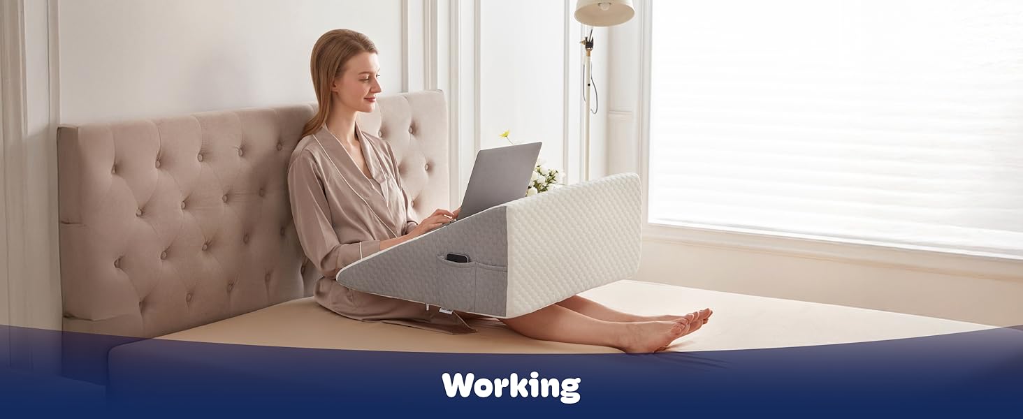 Wedge Pillow, Wedge Pillow for Acid Reflux, Back Pain Relief, Cooling Top, Bed Wedge Pillows for Headboard, Sleeping, Snoring, Back, After Surgery.