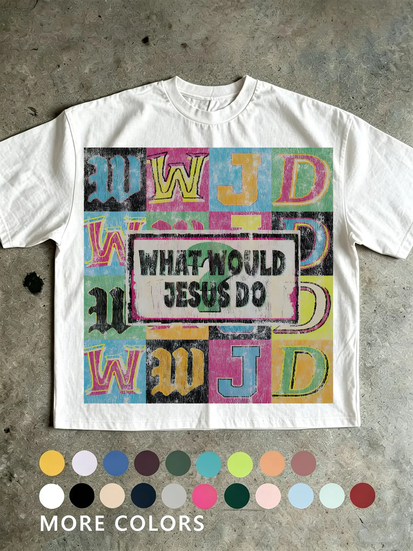 Unisex Retro Vintage Streetwear T-Shirt with 'what Would Jesus Do' Graphic, Fitted Short Sleeve Cotton Tee for Y2K Style, Casual Wear Gift for Men
