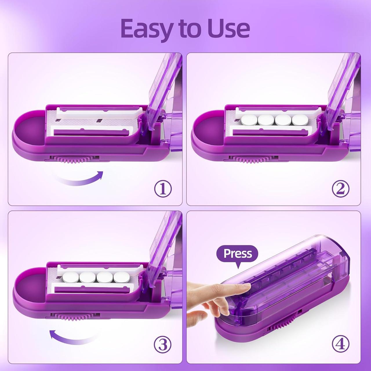 Portable Pill Cutter & Dispenser, 1 Count Adjustable Pill Cutter, Pill Storage Box, Vitamin Organizer, Supplement Organizer, Food Storage & Container for Small & Micro Pills