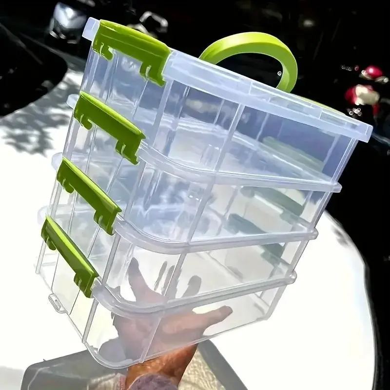 4 Large Stackable Transparent Plastic Storage Boxes with Lids, High Capacity Home Organizer, Multi-Purpose Sorting Box Compartments for Cosmetics, Office Supplies, Kitchen Items
