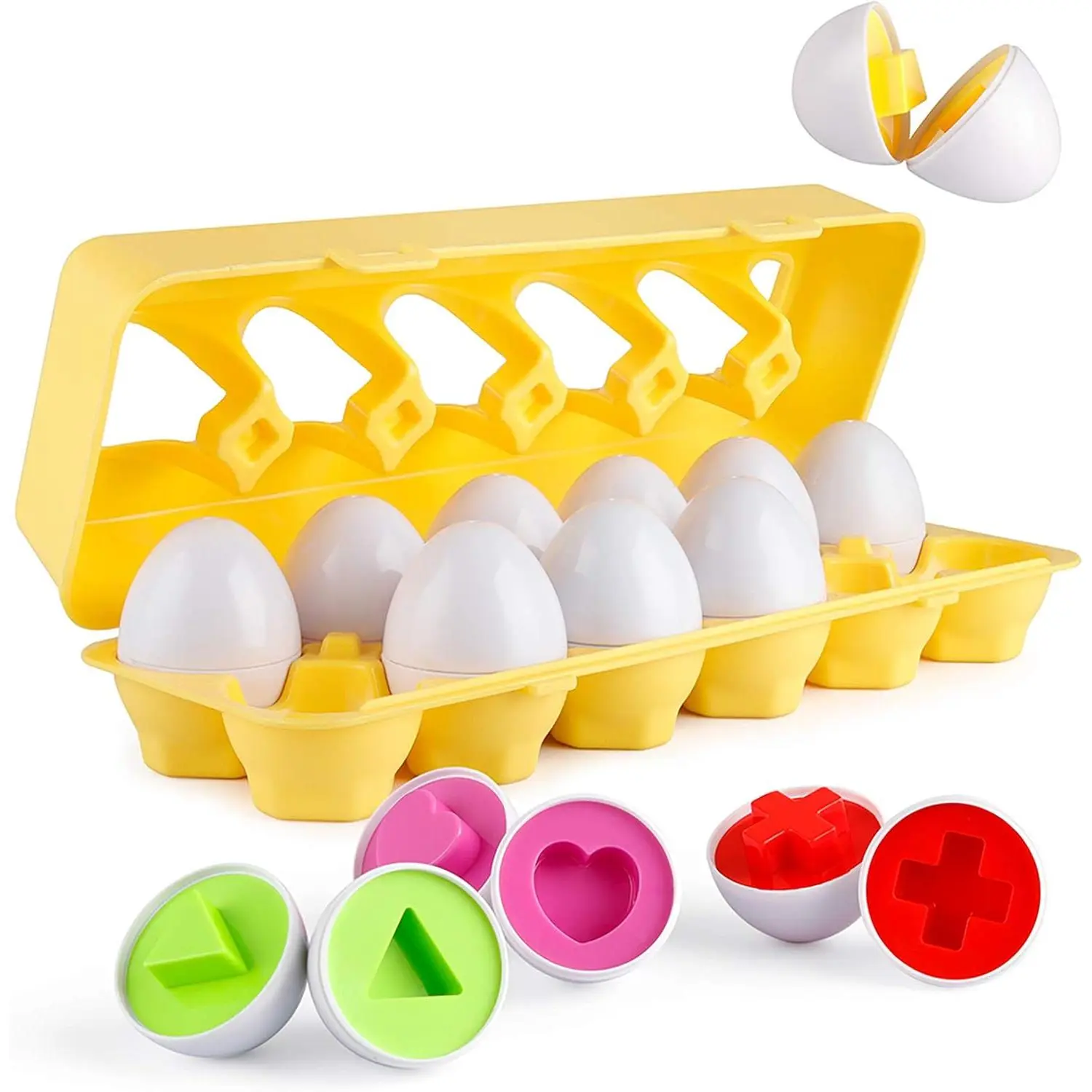 Matching Eggs 12 pcs Set Color & Shape Recoginition Sorter Puzzle  Toddlers Easter Travel Game Early Learning Educational Fine Motor Skill Montessori Gift  Year Old Kids New model