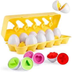 Matching Eggs 12 pcs Set Color & Shape Recoginition Sorter Puzzle  Toddlers Easter Travel Game Early Learning Educational Fine Motor Skill Montessori Gift  Year Old Kids New model