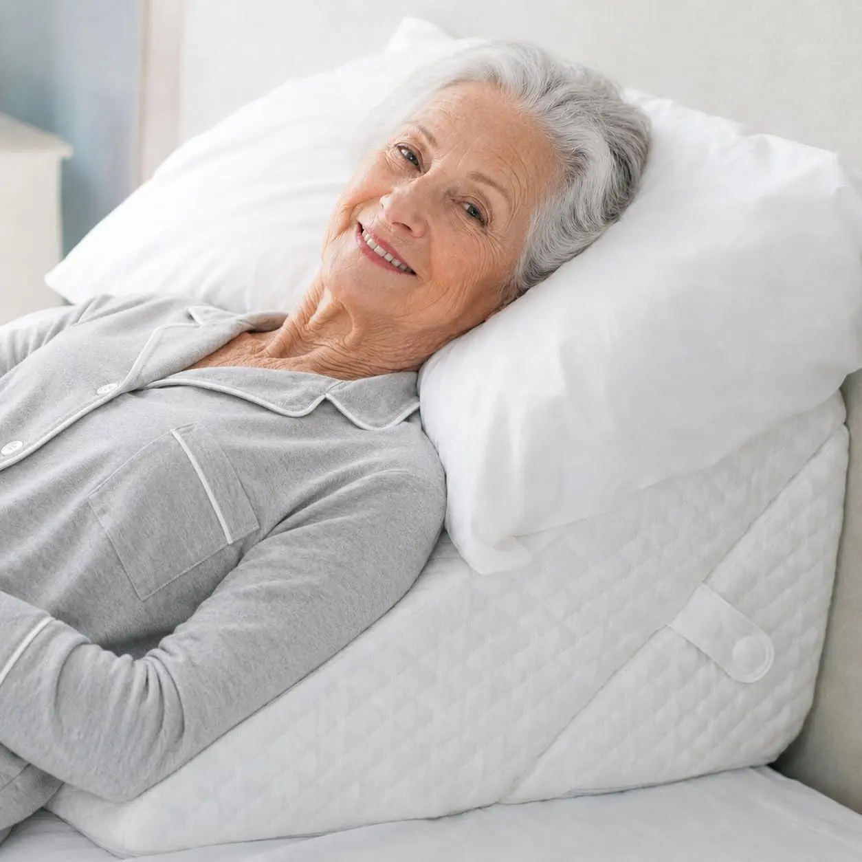 12-Inch Triangle Memory Foam Wedge Pillow, 2-Heights Adjustability, Sleep Support for Sleep Apnea Relief & Handicapped Individual Care/Positioning