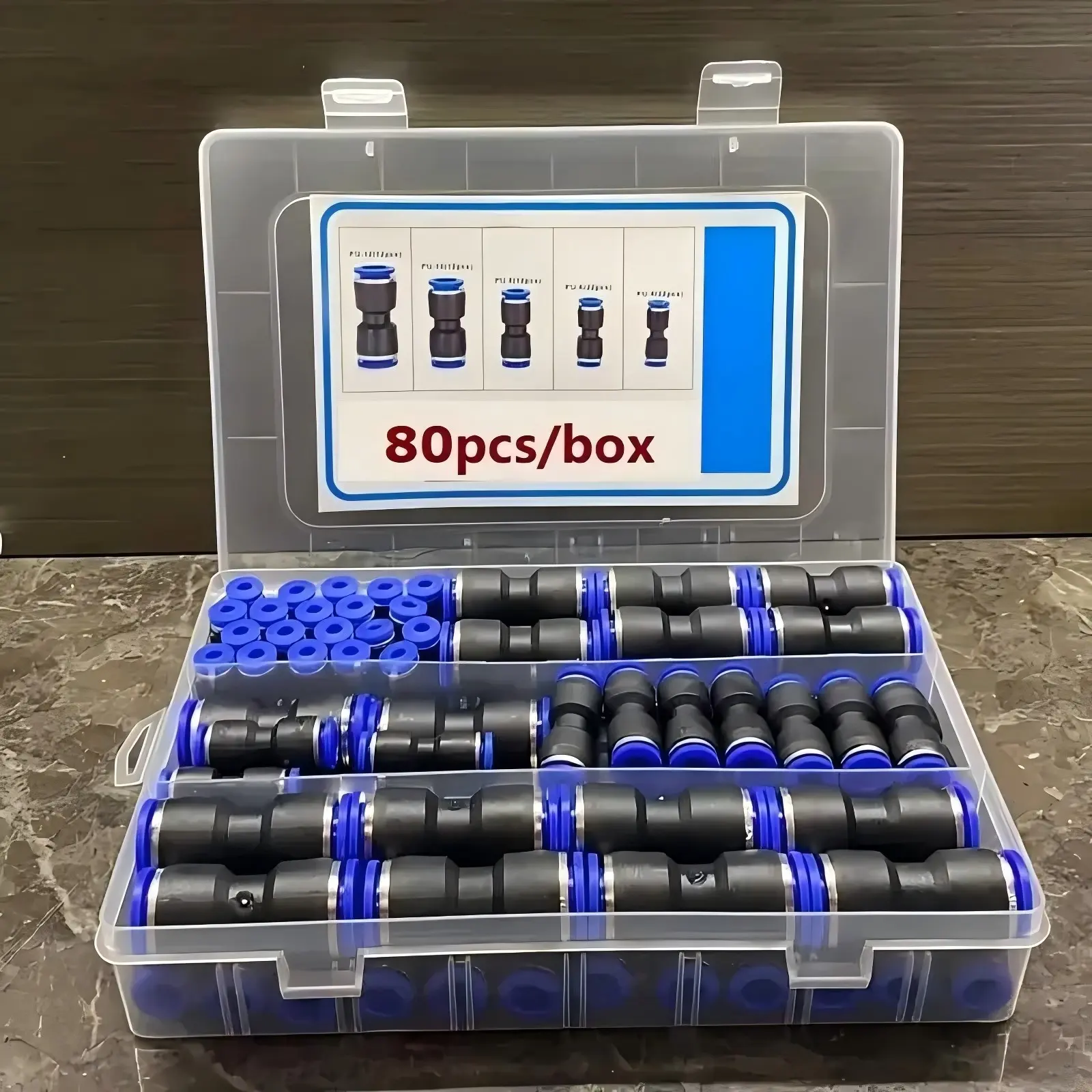 Air Hose Fittings Kit, Garden Hose Connectors, Hose Connectors Quick Connect, 80pcs/box Quick Connect, Universal Thread, Leak-resistant, Easy Installation, for 1/4 3/8 1/2 Inch Tube, Pipe, Threaded Fittings, Quick Couplers, Hose Adapter Set